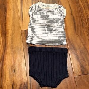 Flora and henri knits Striped Navy and White Kids Outfit 12 months